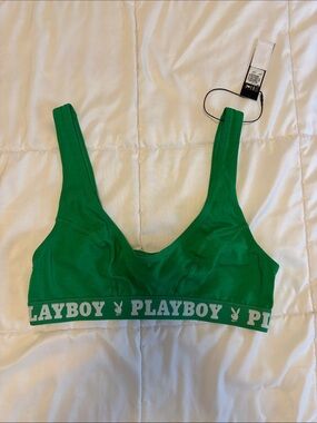 PLAYBOY Green Logo Scoop Bralette